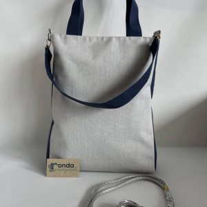 Borsa e collana grigio blu